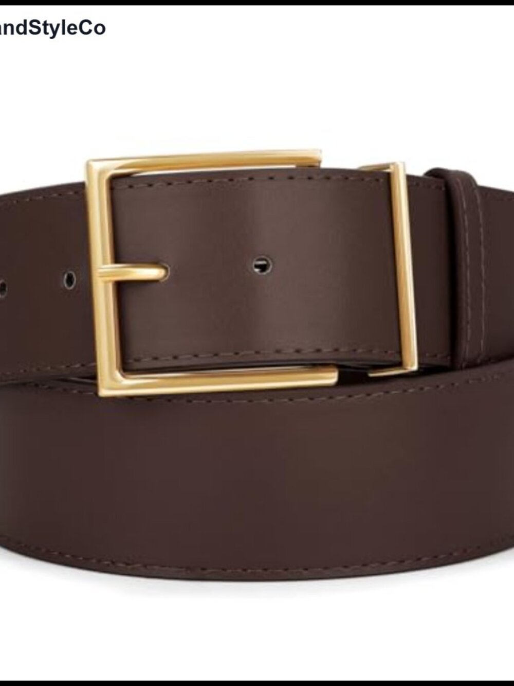 Women's Wide Faux Leather Waist Belt with Gold Buckle